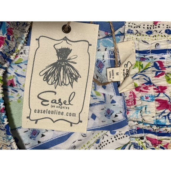 Easel Scarf Wide Leg Pull On Elastic Waist Boho Pants Size Medium NWT - Picture 9 of 9